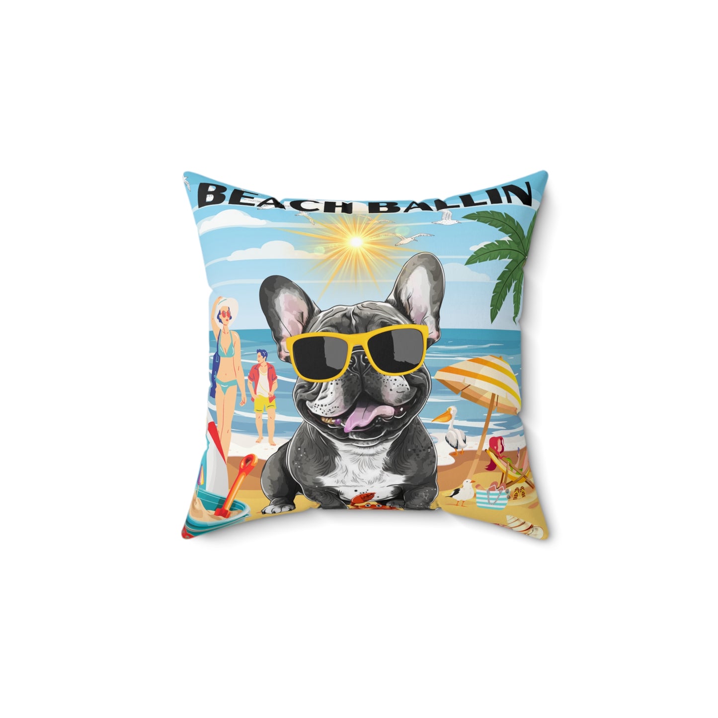 Beach Ballin Spun Polyester Square Pillow
