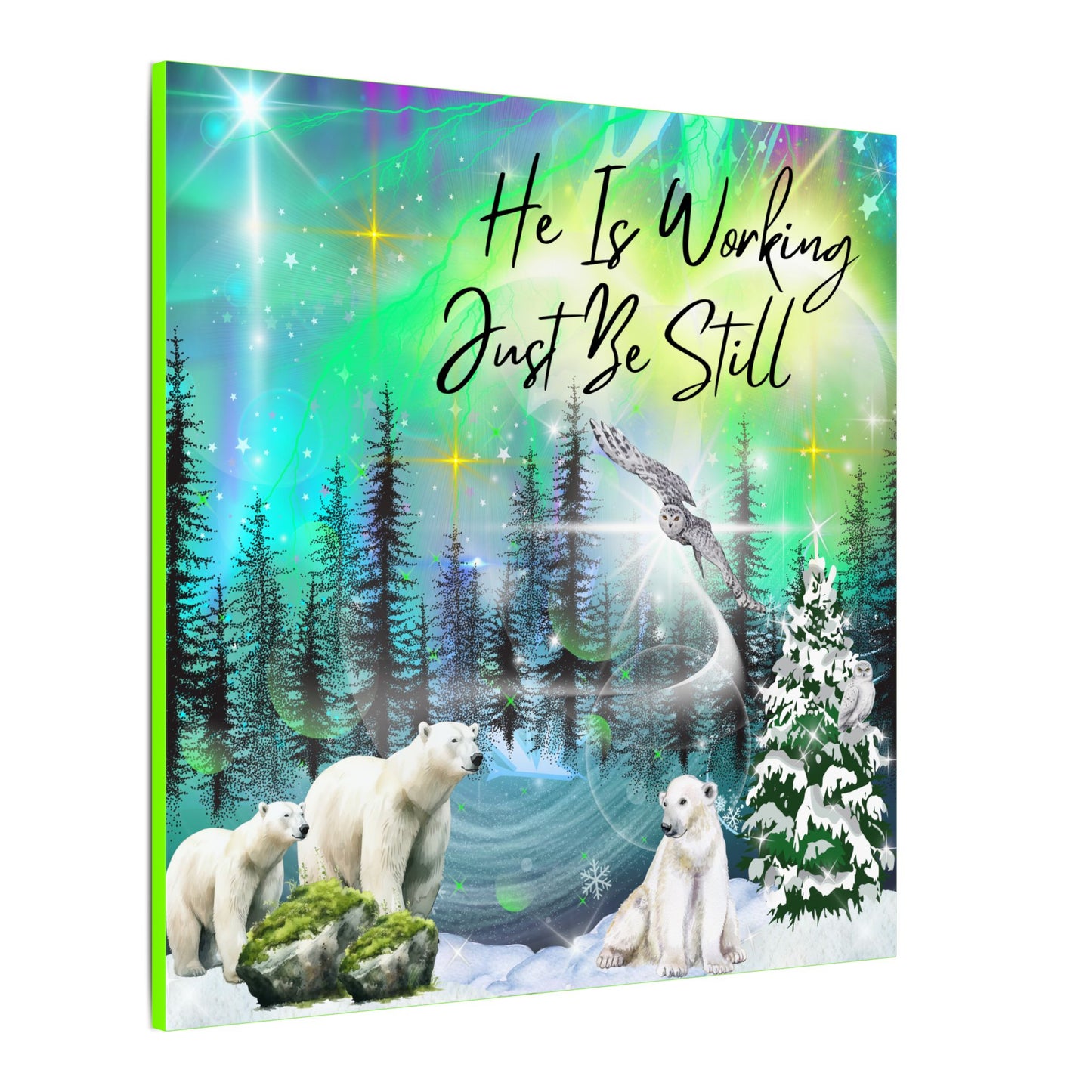 Just Be Still - Inspirational Canvas Wall Art, Polar Bear Decor, Nature Motivational Print, Home Office Wall Hangings, Gift for Nature Lovers