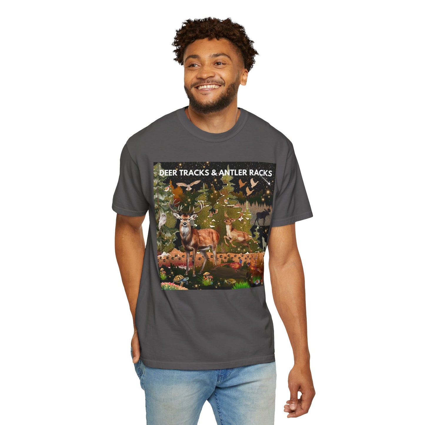 Deer Tracks & Antler Racks Unisex Garment-Dyed T-shirt