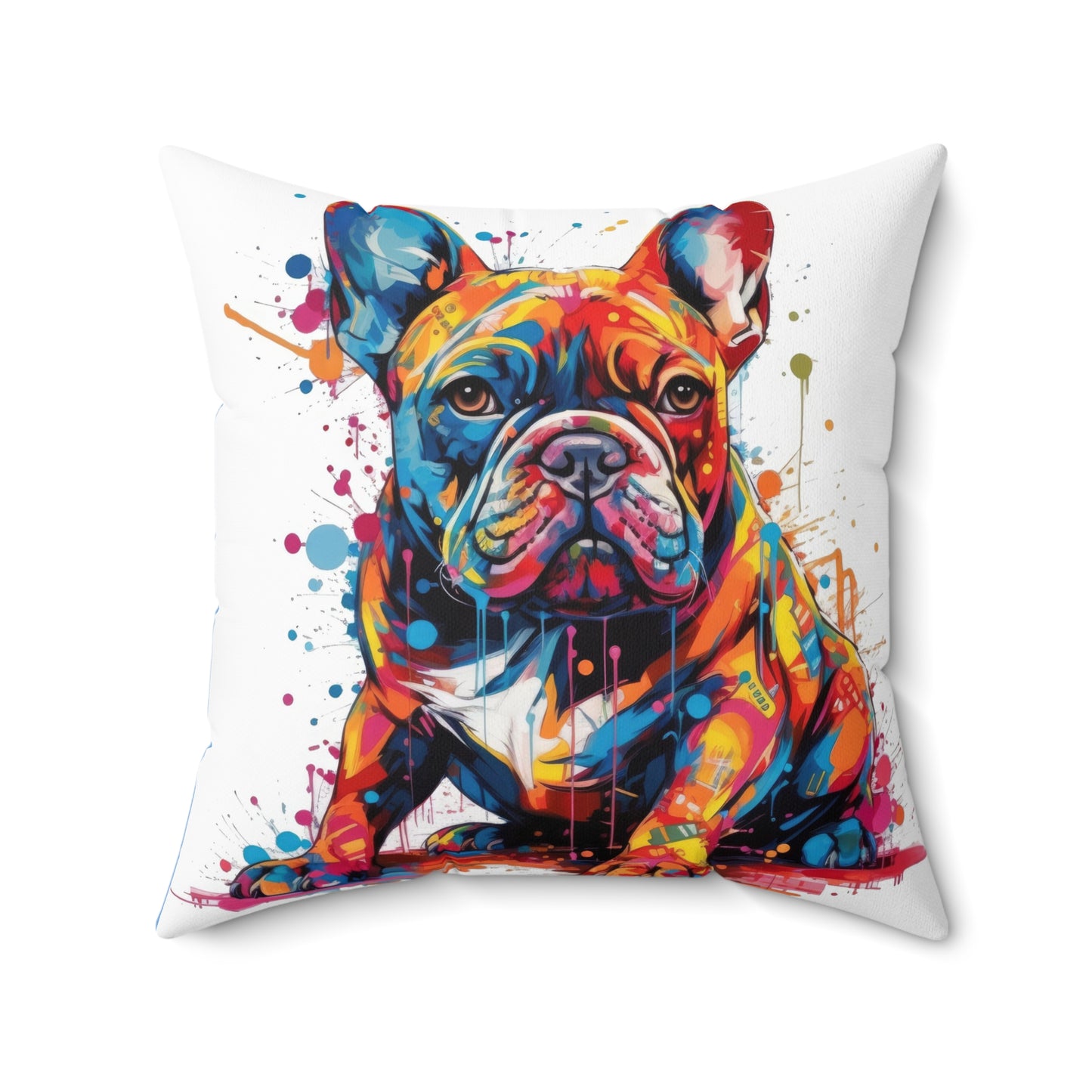 Frenchie In Color 4 Spun Polyester Square Pillow