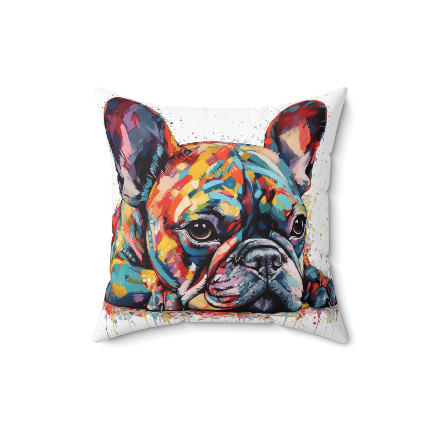 Frenchie In Color 2 Spun Polyester Square Pillow