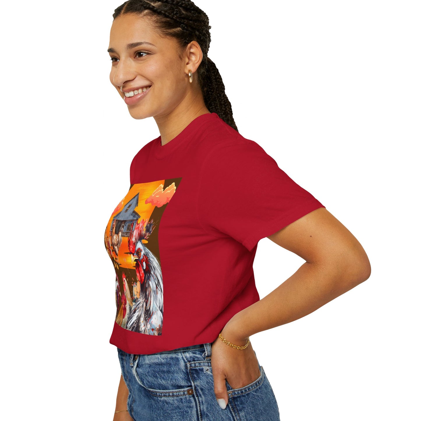 Chickens At Sunset Unisex Garment-Dyed T-shirt