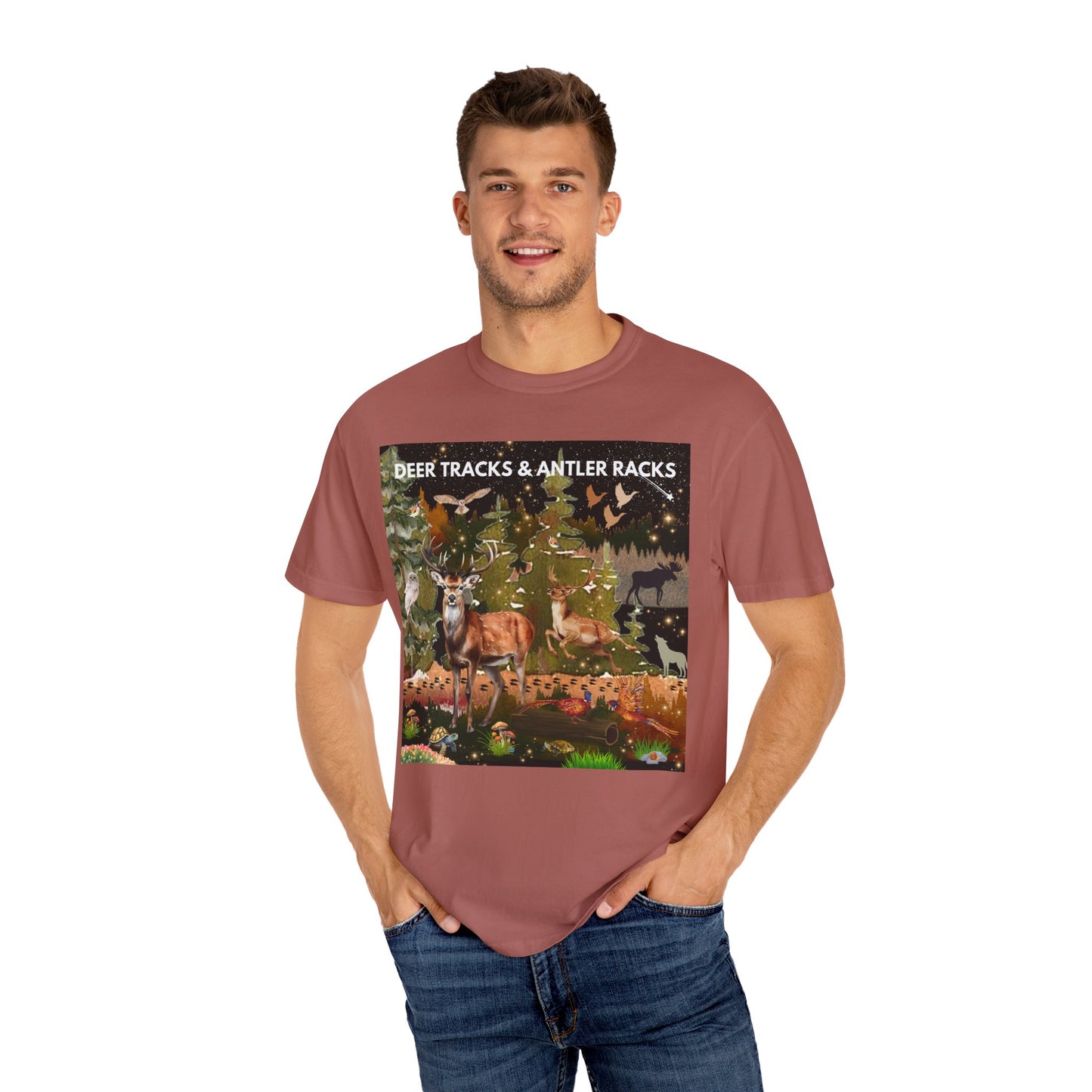 Deer Tracks & Antler Racks Unisex Garment-Dyed T-shirt