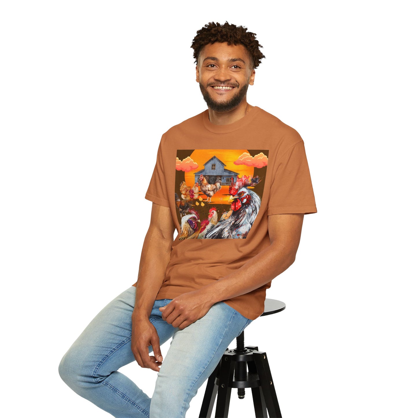 Chickens At Sunset Unisex Garment-Dyed T-shirt