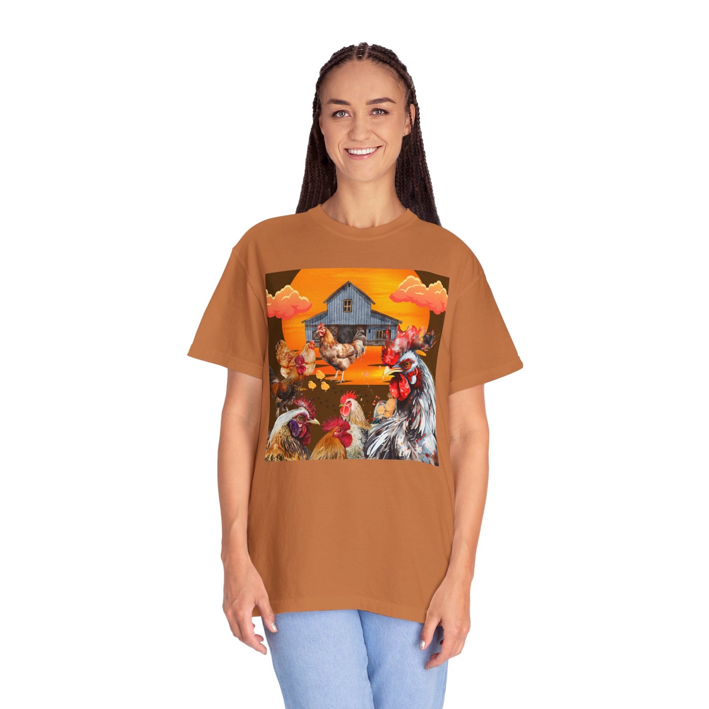 Chickens At Sunset Unisex Garment-Dyed T-shirt