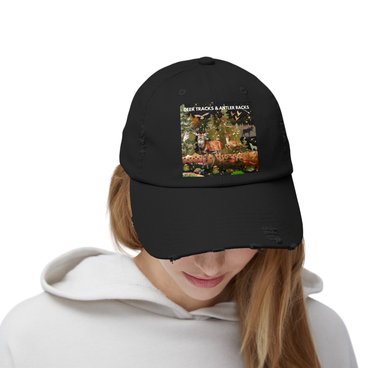 Deer Tracks & Antler Racks Unisex Distressed Cap