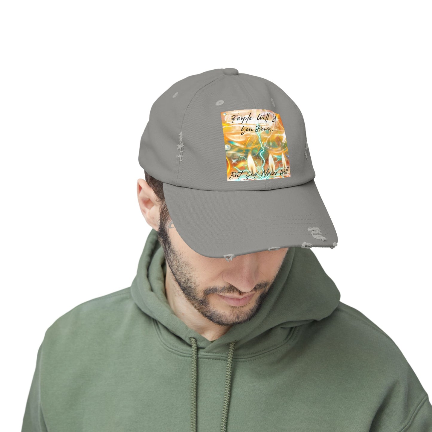 But God Never Will Unisex Distressed Cap - Buy Online - Color Gray / grey