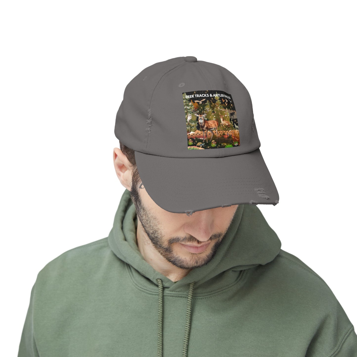 Deer Tracks & Antler Racks Unisex Distressed Cap