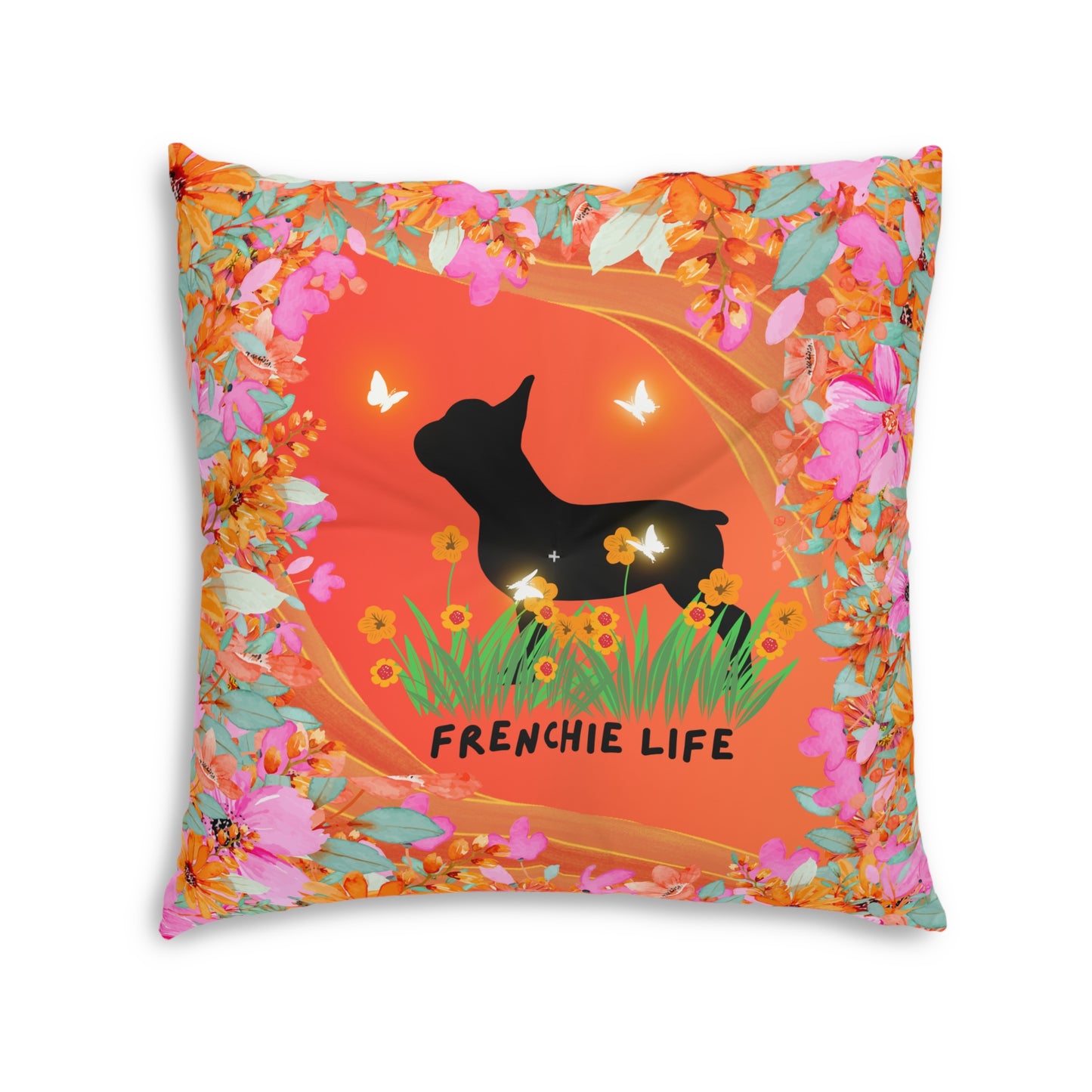 Frenchie Life Tufted Floor Pillow, Square