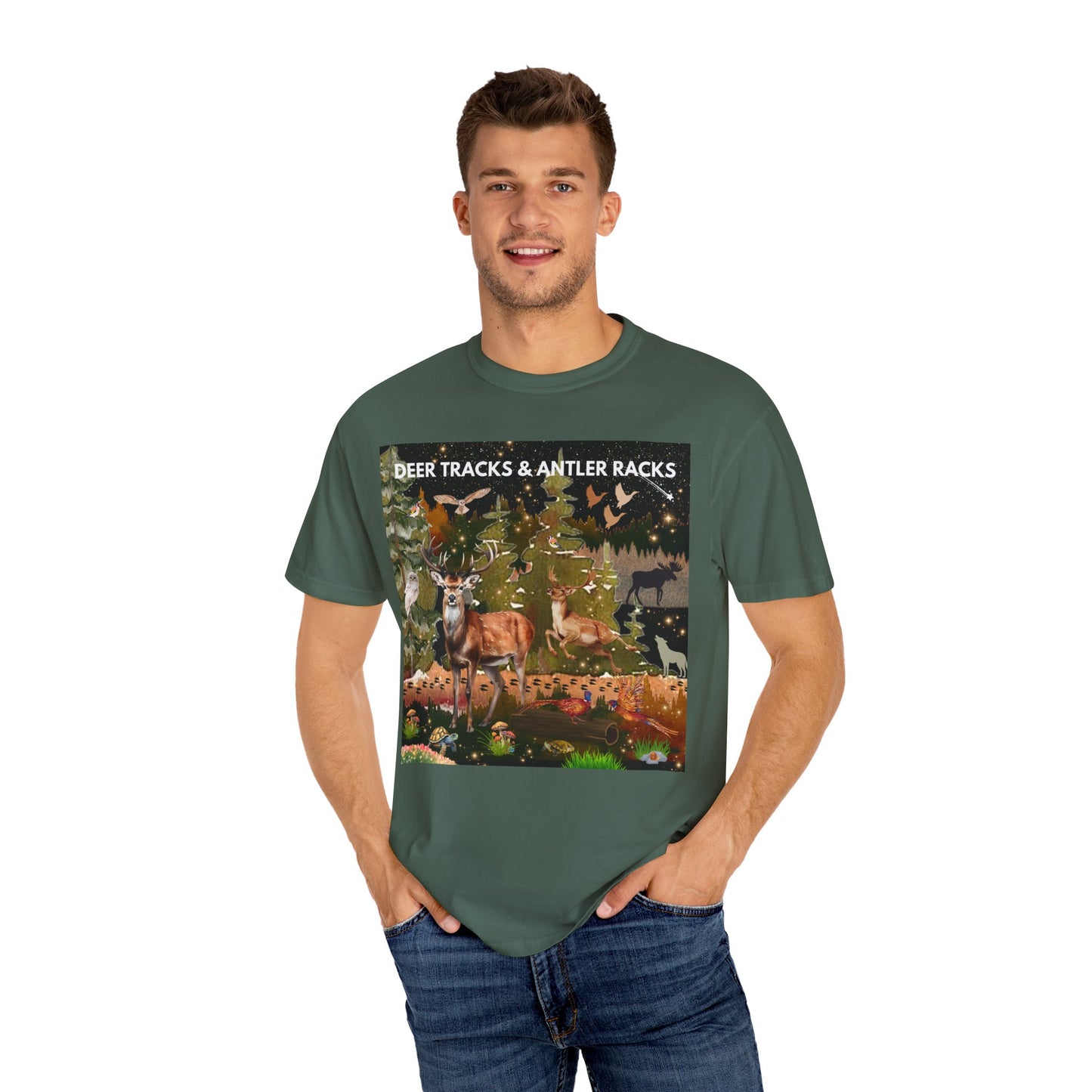 Deer Tracks & Antler Racks Unisex Garment-Dyed T-shirt