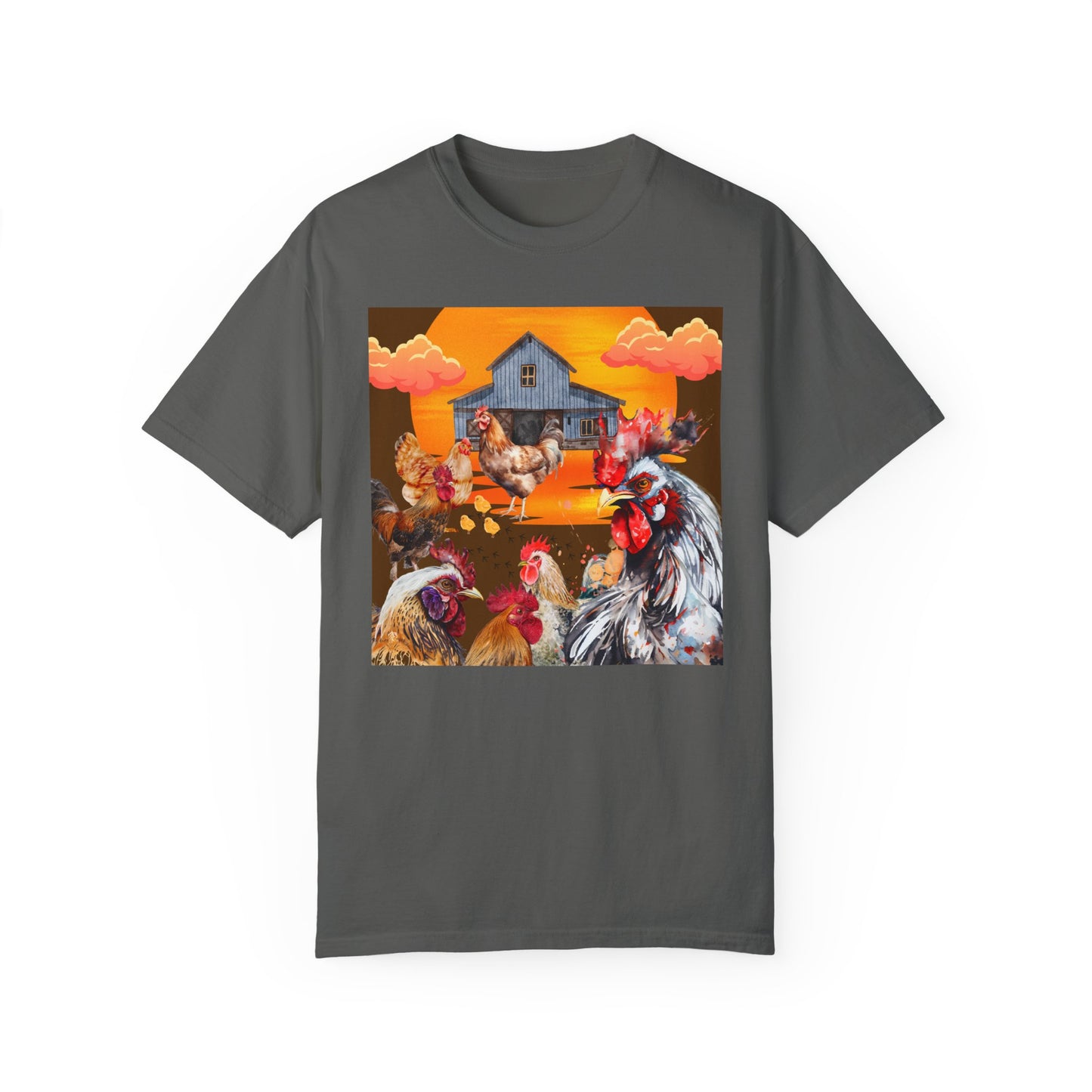 Chickens At Sunset Unisex Garment-Dyed T-shirt