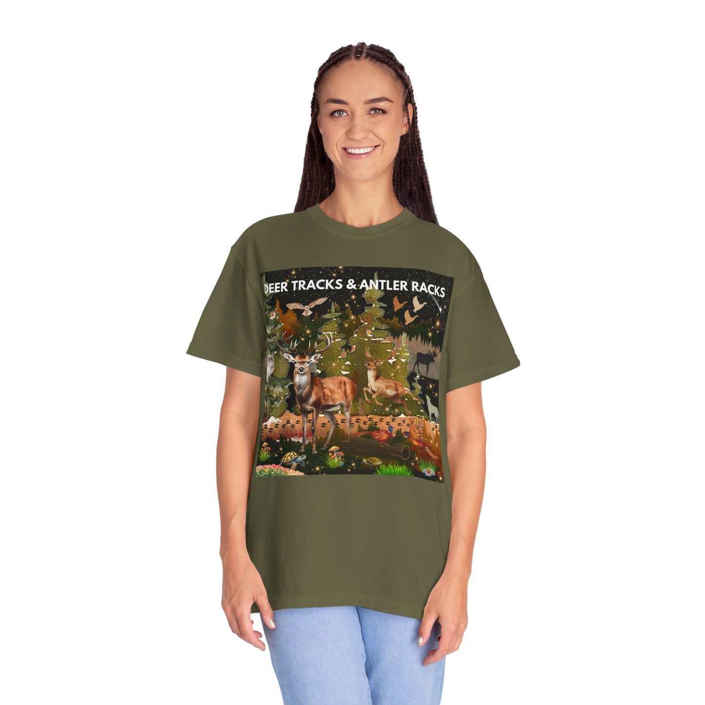 Deer Tracks & Antler Racks Unisex Garment-Dyed T-shirt