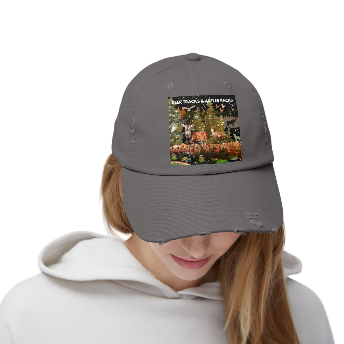 Deer Tracks & Antler Racks Unisex Distressed Cap
