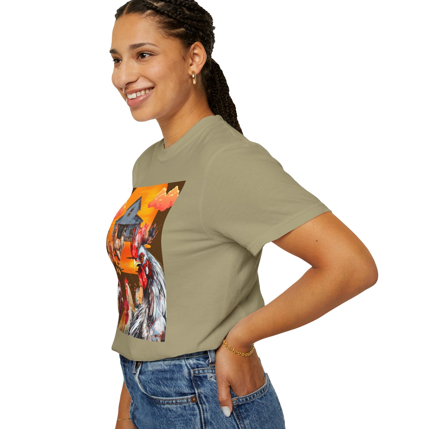 Chickens At Sunset Unisex Garment-Dyed T-shirt