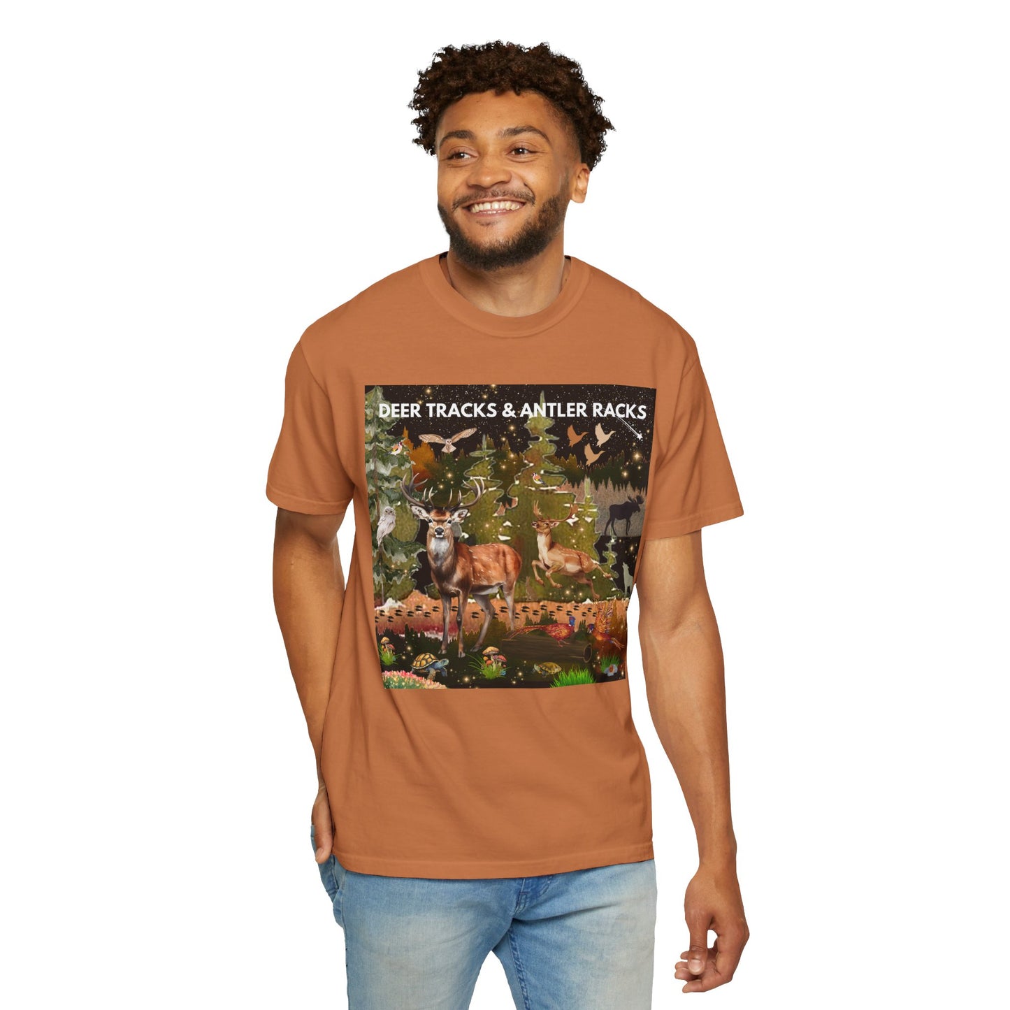 Deer Tracks & Antler Racks Unisex Garment-Dyed T-shirt