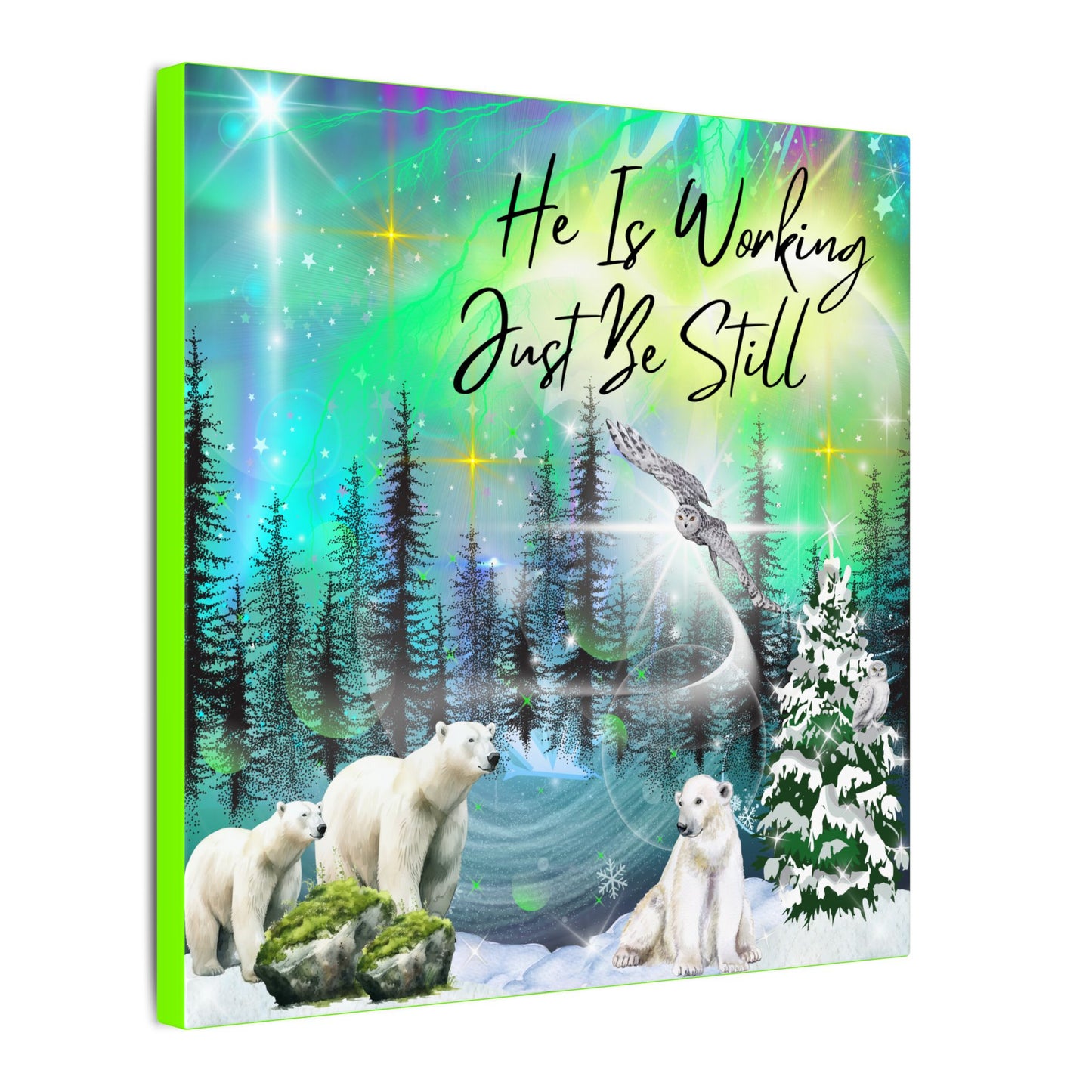 Just Be Still - Inspirational Canvas Wall Art, Polar Bear Decor, Nature Motivational Print, Home Office Wall Hangings, Gift for Nature Lovers