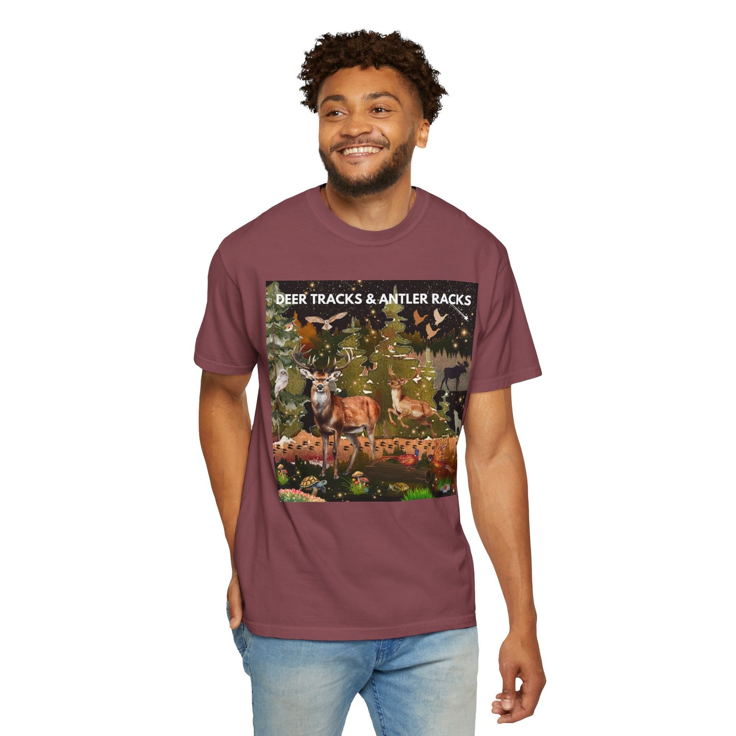 Deer Tracks & Antler Racks Unisex Garment-Dyed T-shirt