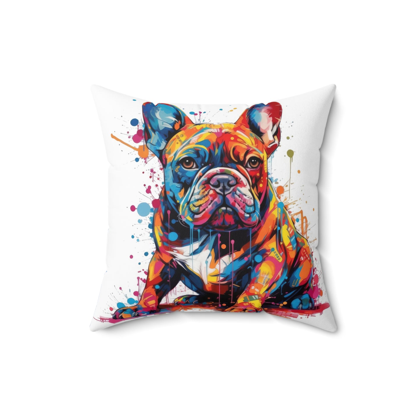Frenchie In Color 4 Spun Polyester Square Pillow