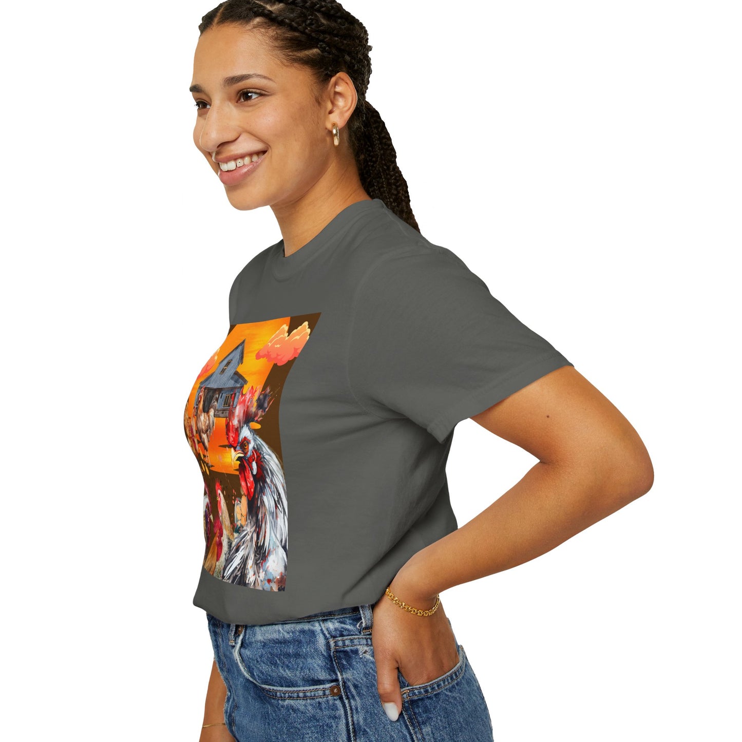 Chickens At Sunset Unisex Garment-Dyed T-shirt