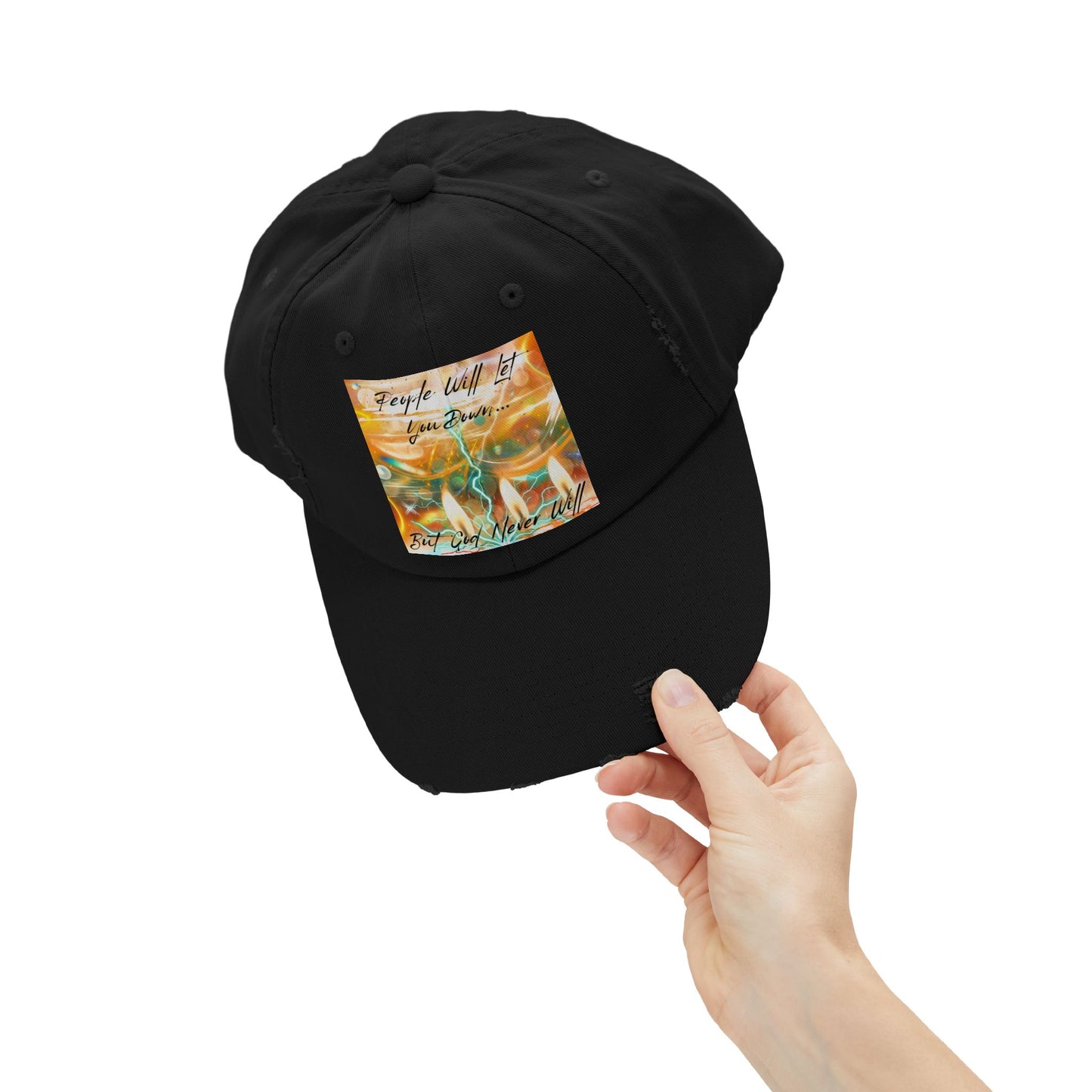 But God Never Will Unisex Distressed Cap - Buy Online - Color Black