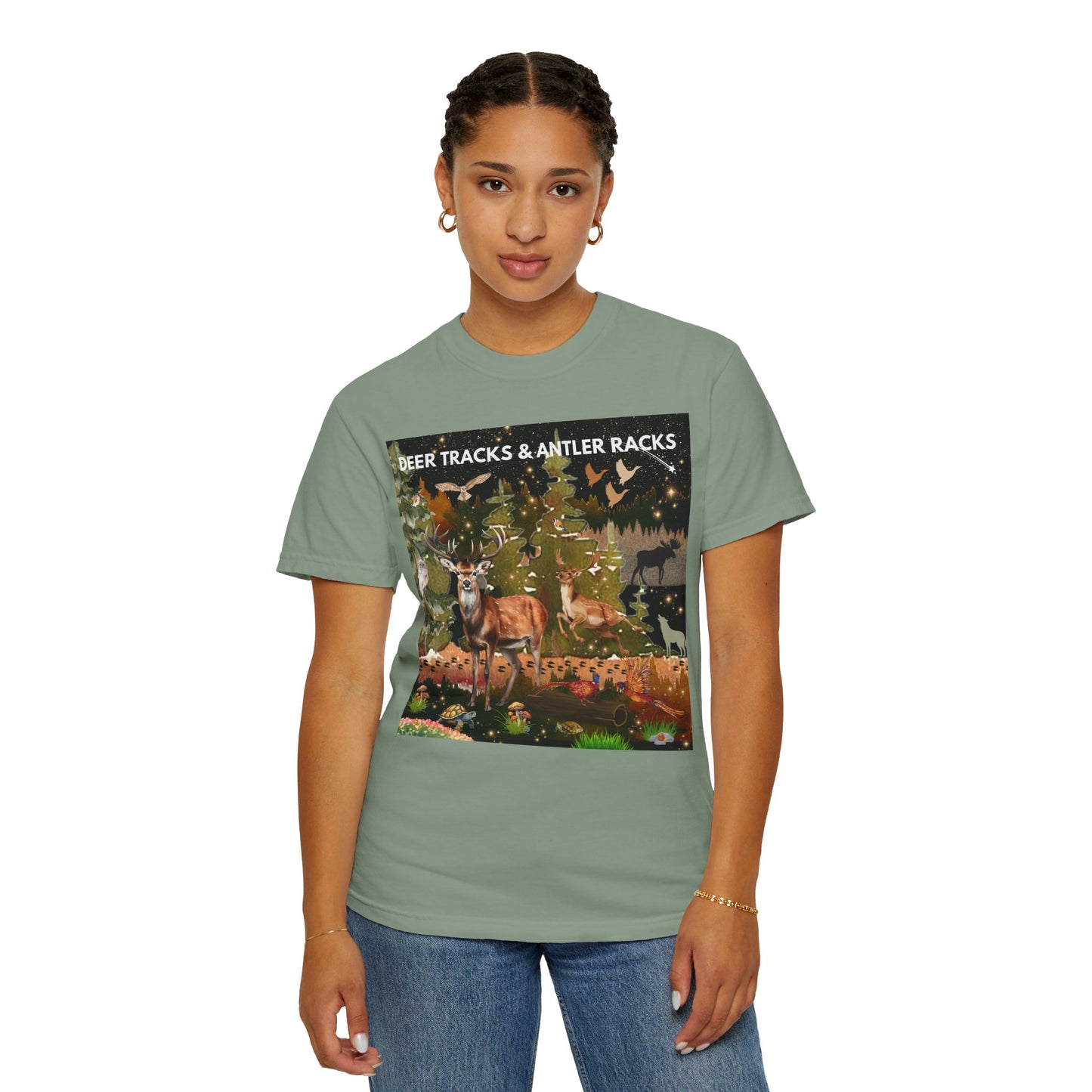 Deer Tracks & Antler Racks Unisex Garment-Dyed T-shirt