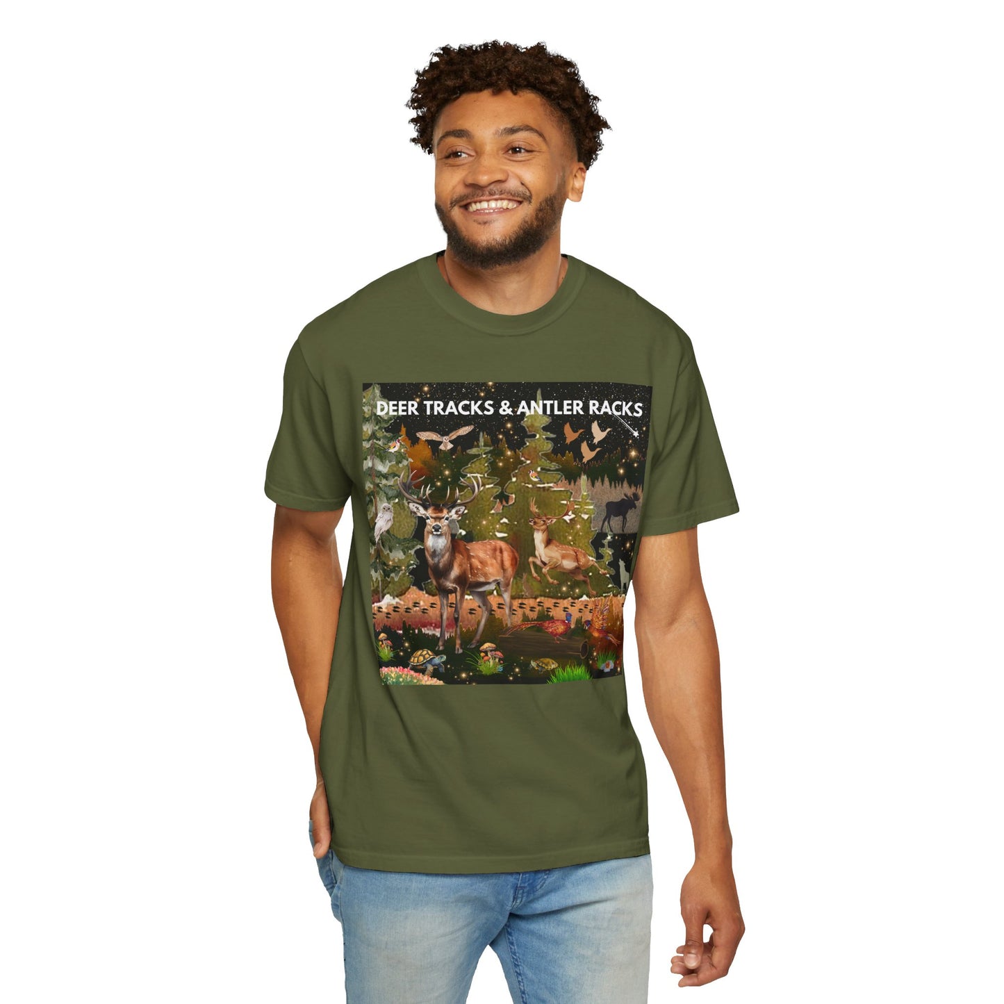 Deer Tracks & Antler Racks Unisex Garment-Dyed T-shirt