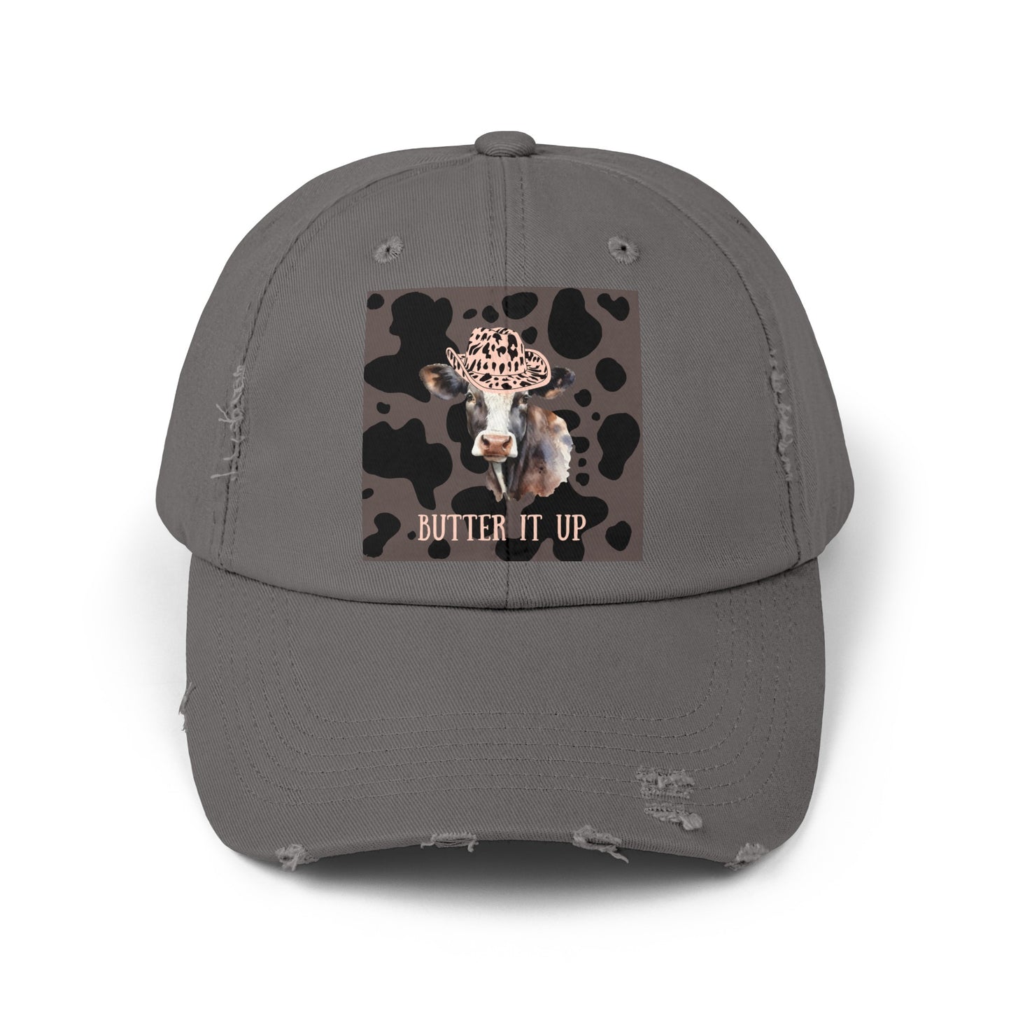 Cow 2 Unisex Distressed Cap