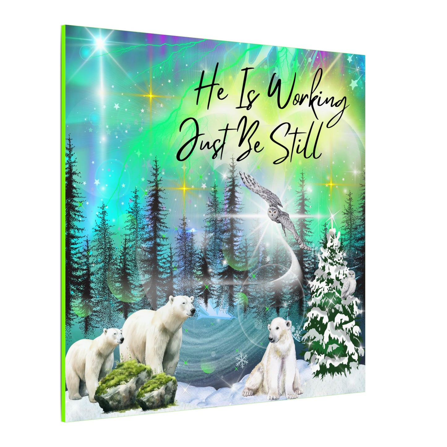 Just Be Still - Inspirational Canvas Wall Art, Polar Bear Decor, Nature Motivational Print, Home Office Wall Hangings, Gift for Nature Lovers