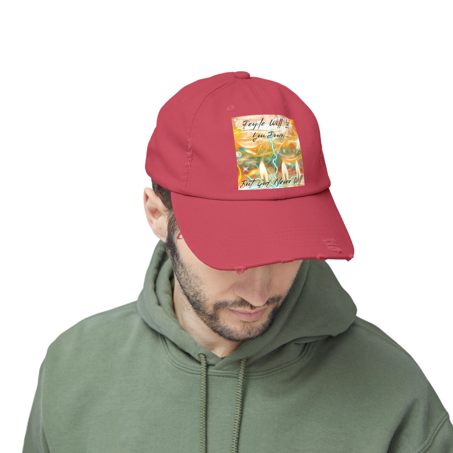 But God Never Will Unisex Distressed Cap - Buy Online - Color Red