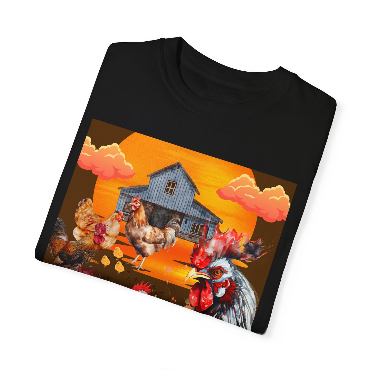 Chickens At Sunset Unisex Garment-Dyed T-shirt