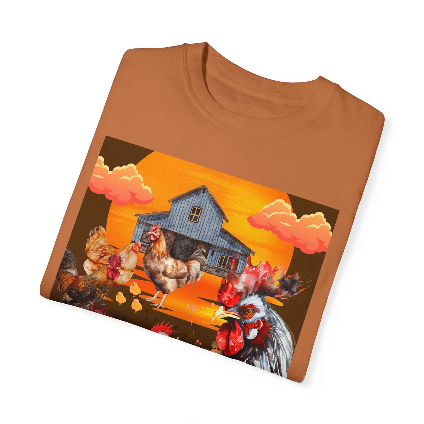 Chickens At Sunset Unisex Garment-Dyed T-shirt