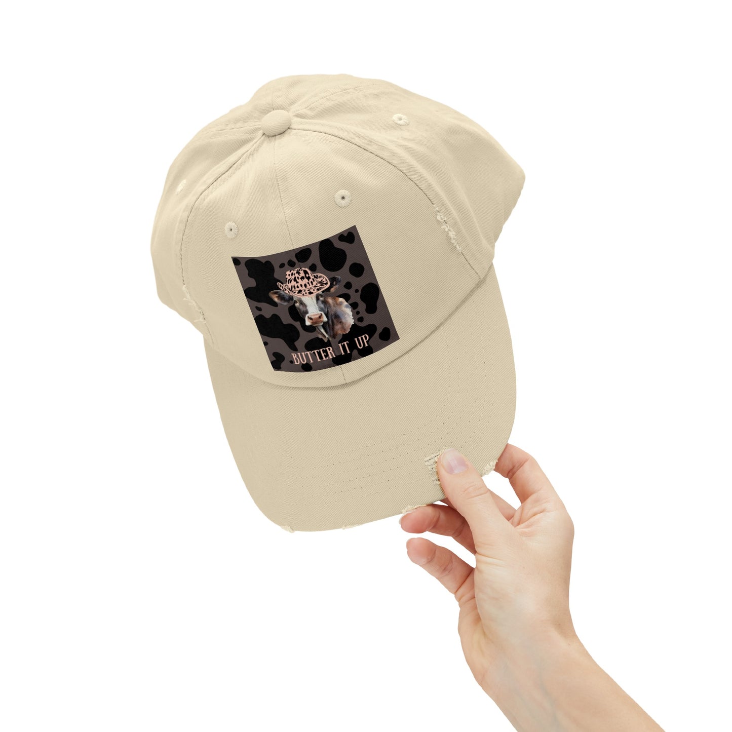 Cow 2 Unisex Distressed Cap