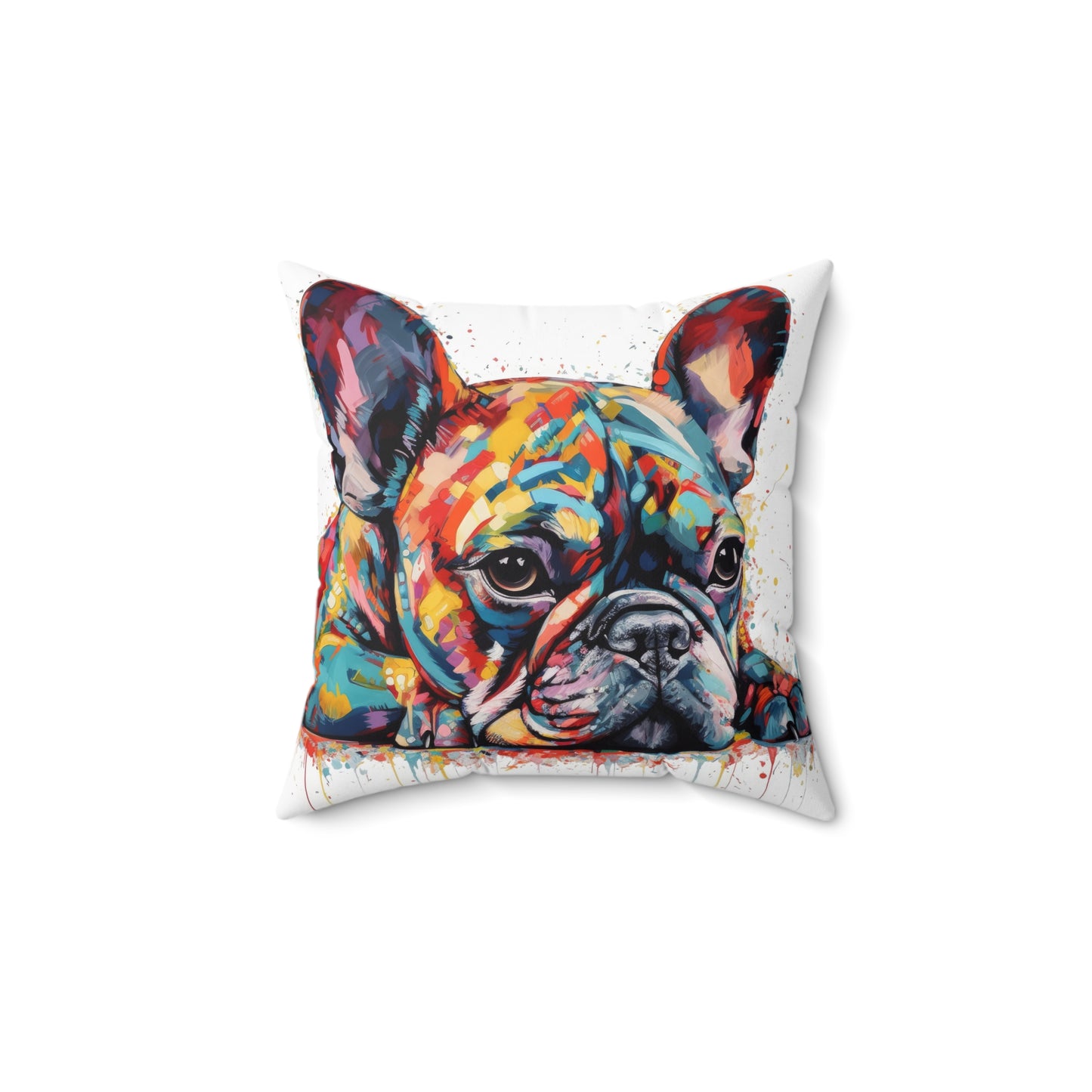 Frenchie In Color 2 Spun Polyester Square Pillow