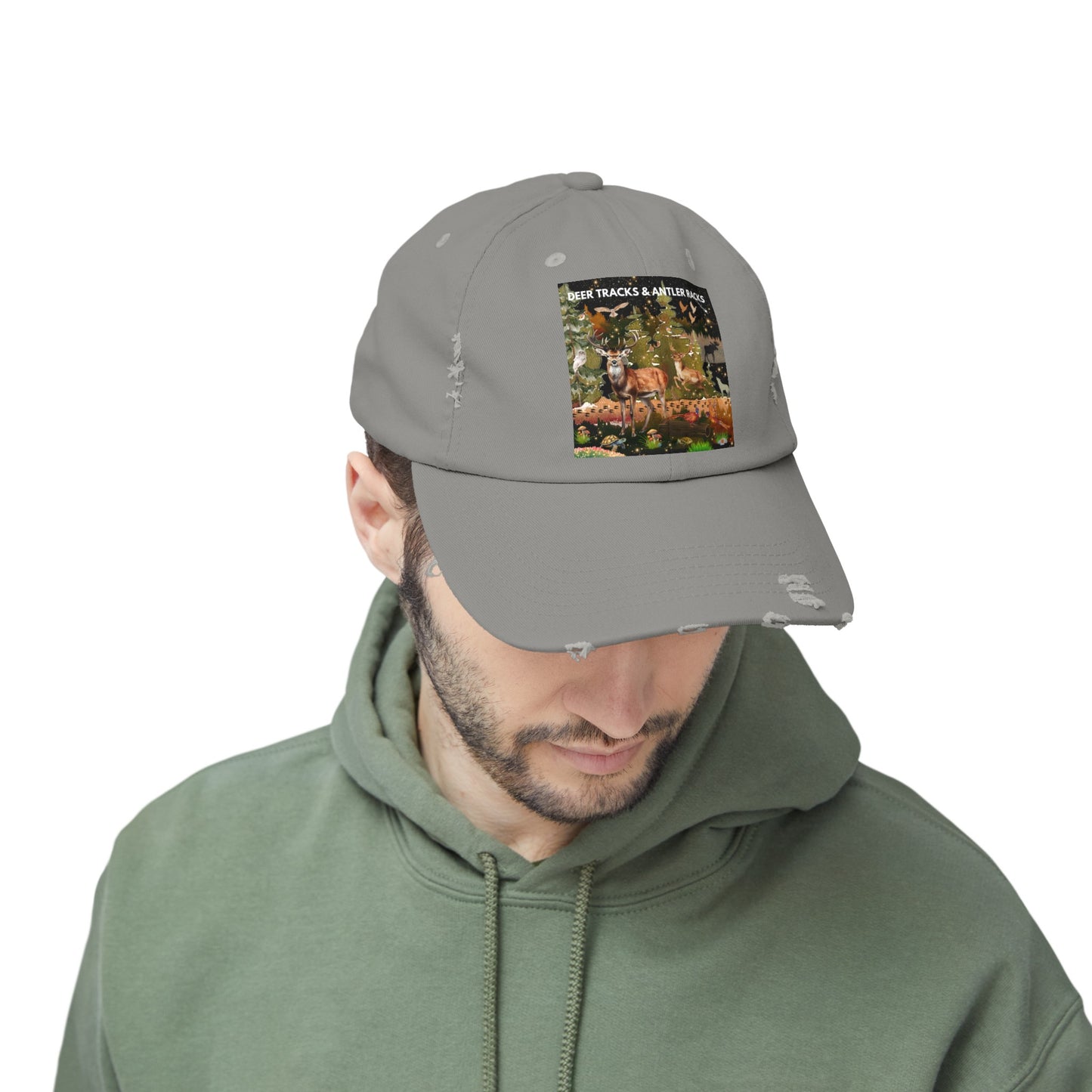 Deer Tracks & Antler Racks Unisex Distressed Cap