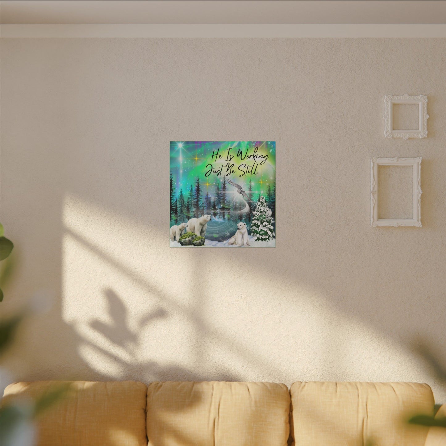 Just Be Still - Inspirational Canvas Wall Art, Polar Bear Decor, Nature Motivational Print, Home Office Wall Hangings, Gift for Nature Lovers