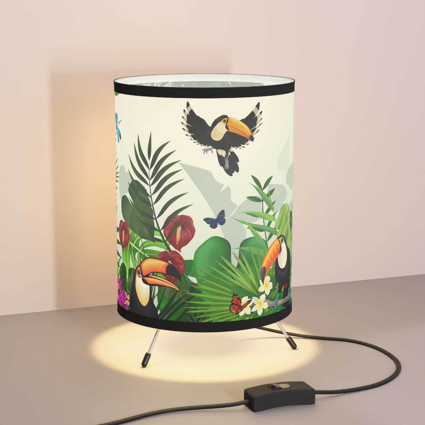 Feathered Friends Tripod Lamp with High-Res Printed Shade, US\CA plug