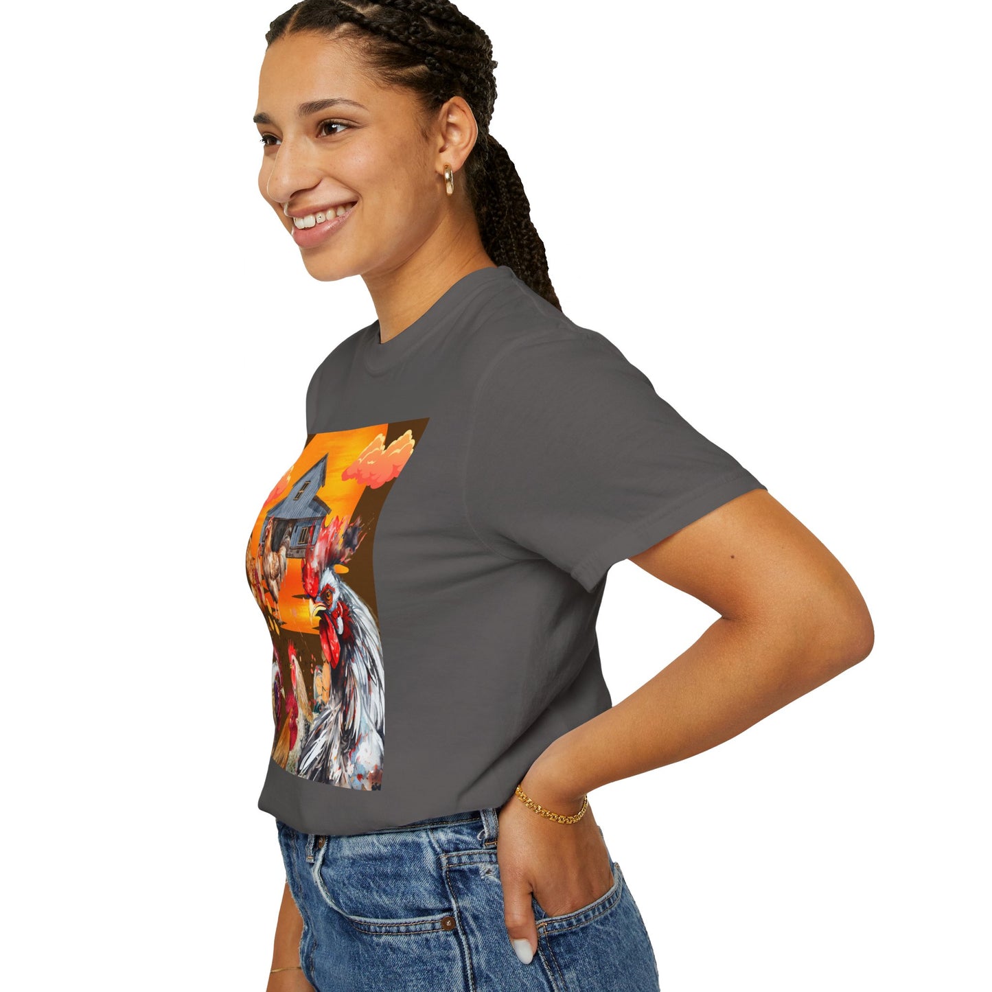 Chickens At Sunset Unisex Garment-Dyed T-shirt