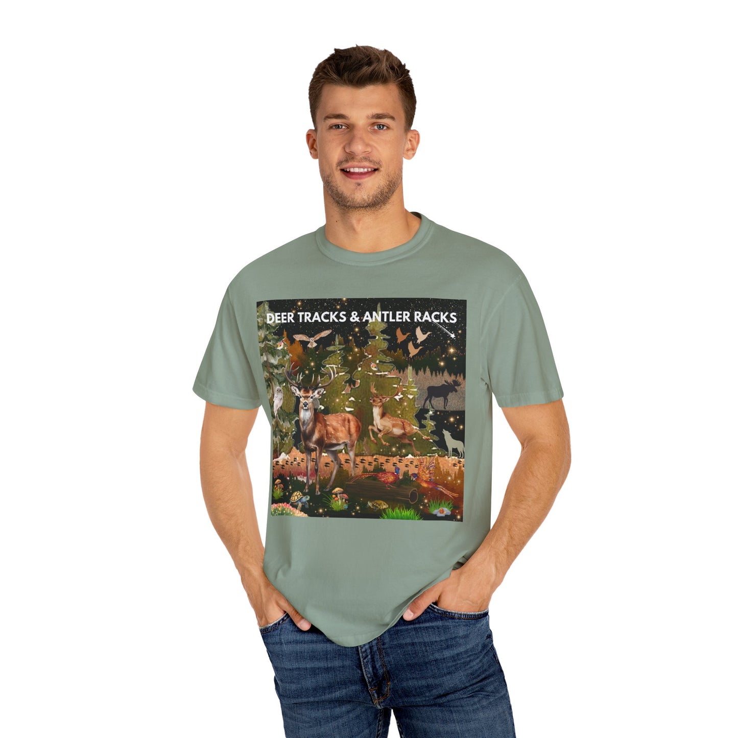 Deer Tracks & Antler Racks Unisex Garment-Dyed T-shirt