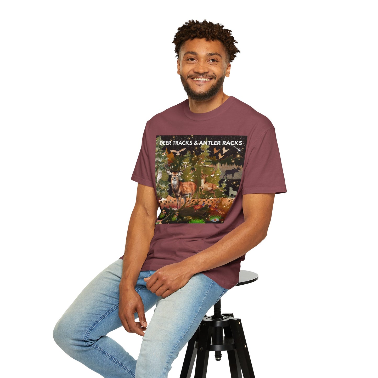 Deer Tracks & Antler Racks Unisex Garment-Dyed T-shirt