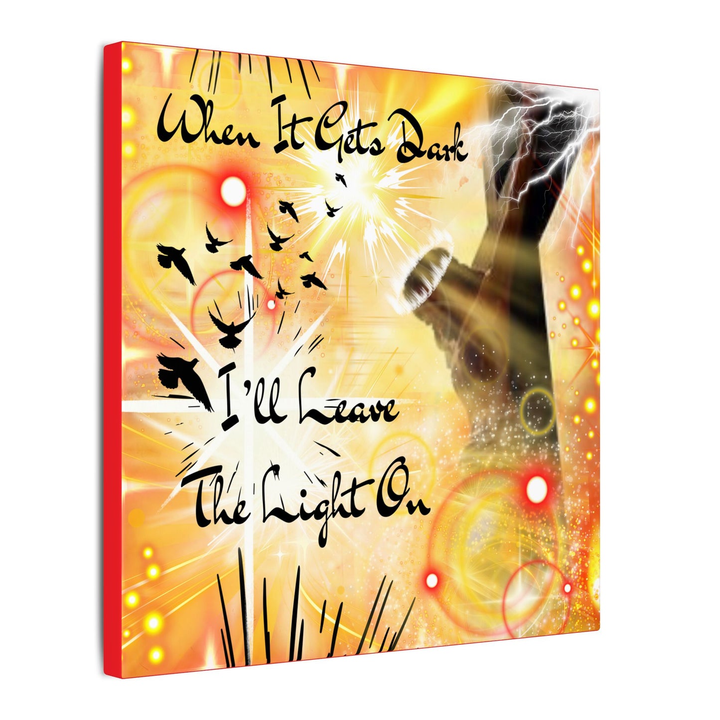 Leave The Light On - Inspirational Wall Art, Motivational Home Decor, Canvas Print, Uplifting Gift, Modern Artwork, Affirmation Piece, Unique Decoration