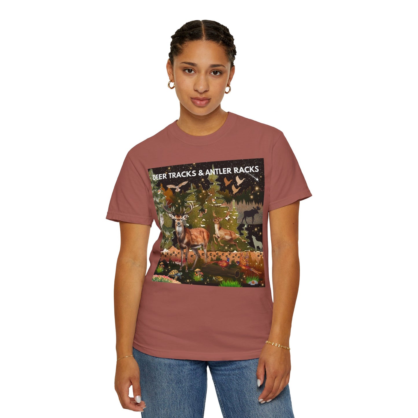 Deer Tracks & Antler Racks Unisex Garment-Dyed T-shirt