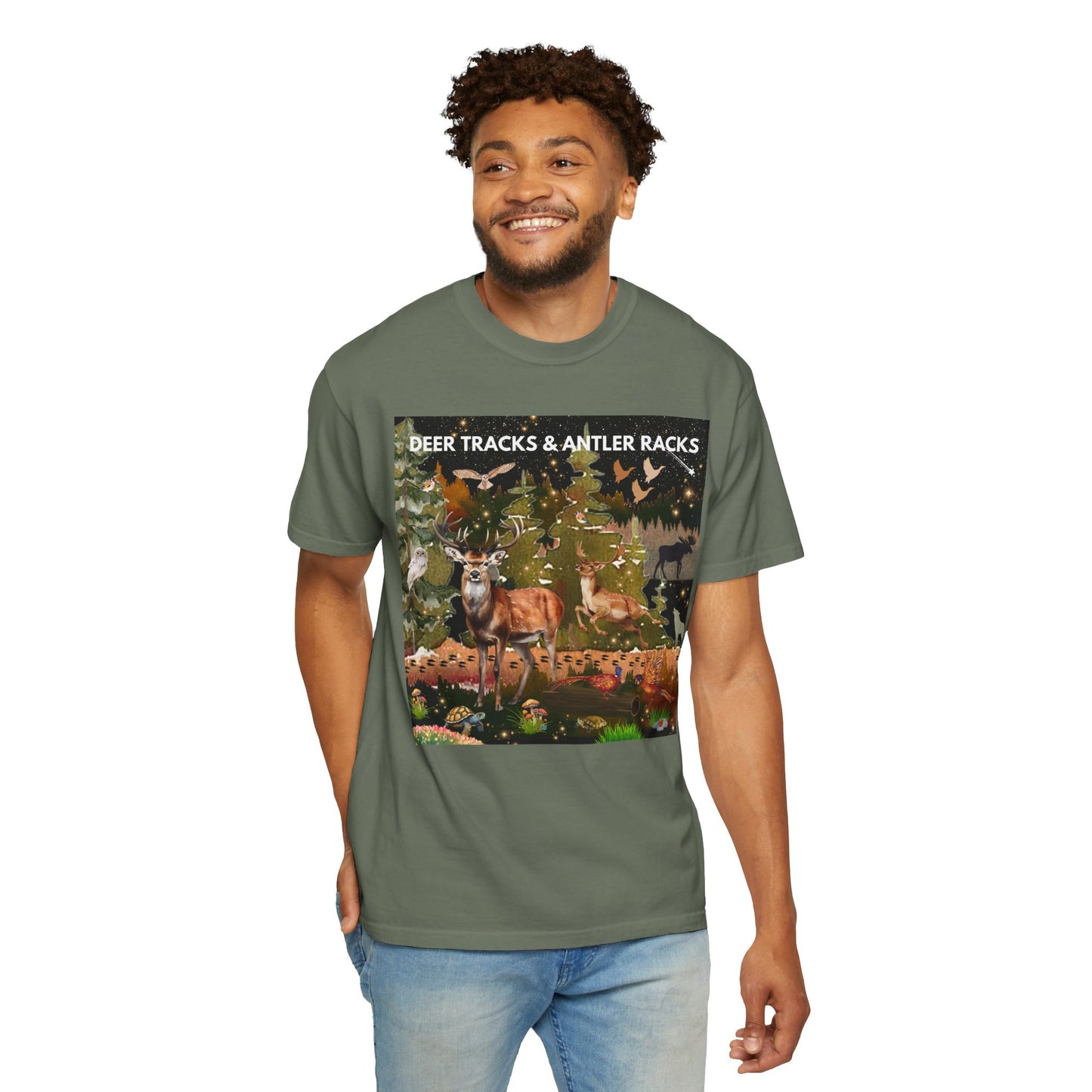 Deer Tracks & Antler Racks Unisex Garment-Dyed T-shirt