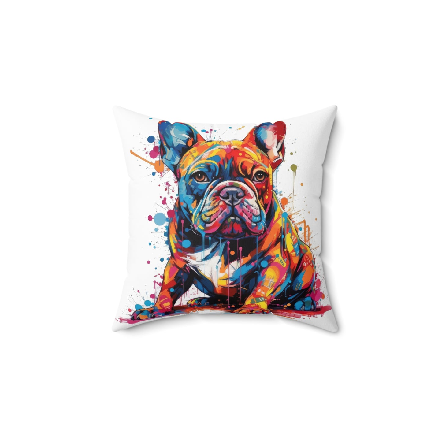 Frenchie In Color 4 Spun Polyester Square Pillow