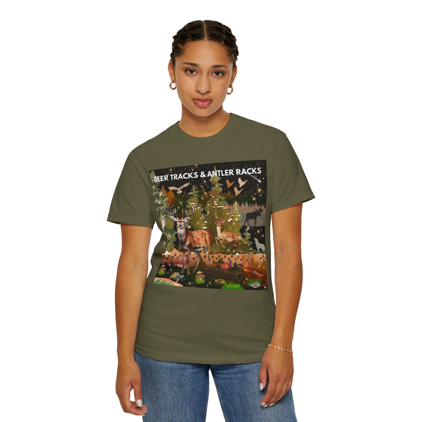 Deer Tracks & Antler Racks Unisex Garment-Dyed T-shirt