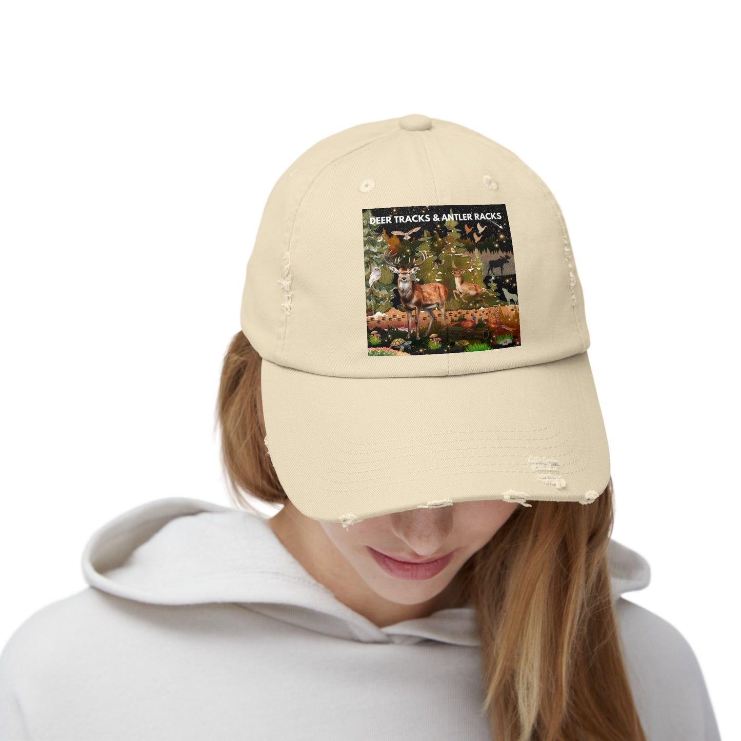 Deer Tracks & Antler Racks Unisex Distressed Cap