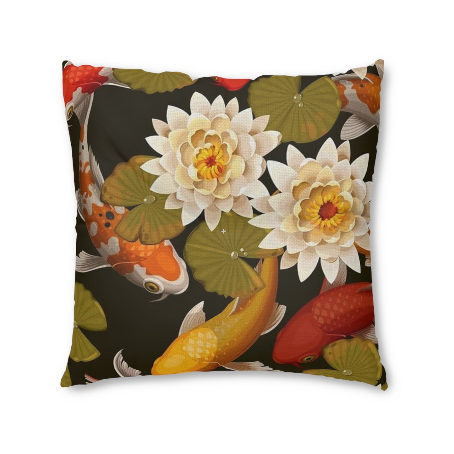 Tufted Floor Pillow, Square Koi Lotus