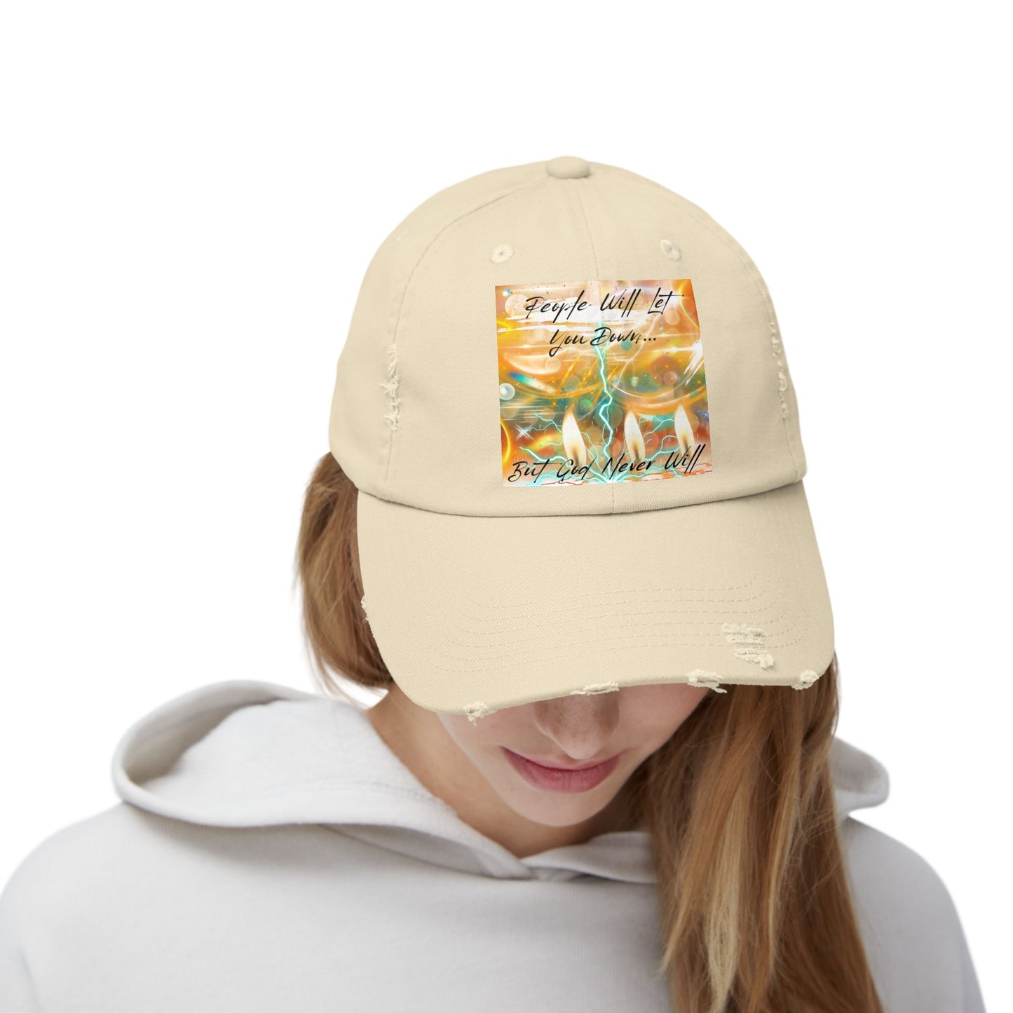 But God Never Will Unisex Distressed Cap - Buy Online - Color Khaki