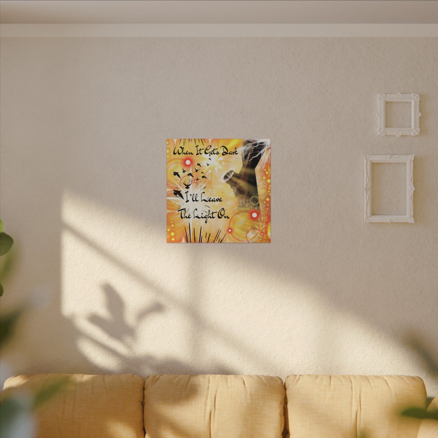 Leave The Light On - Inspirational Wall Art, Motivational Home Decor, Canvas Print, Uplifting Gift, Modern Artwork, Affirmation Piece, Unique Decoration