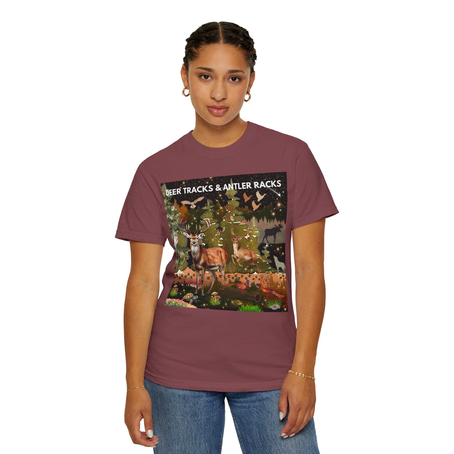 Deer Tracks & Antler Racks Unisex Garment-Dyed T-shirt