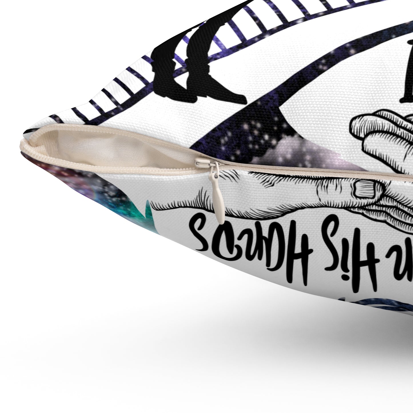 In His Hands Spun Polyester Square Pillow